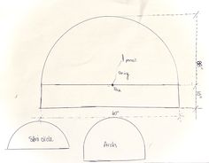 a drawing of an arch with three arches and two circles on the top one side