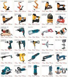 various types of power tools are shown here