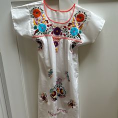 Vibrant Embroidery Made And Purchased Inexpensive Mexico Nwot Tag Size 10, Runs Small 34" Shoulder To Bottom Hem 15" Pit To Pit Inspired Dress, Kids Costumes, Kids' Dresses, Colorful Dresses, Coco, Size 10, Embroidery, Red, Color