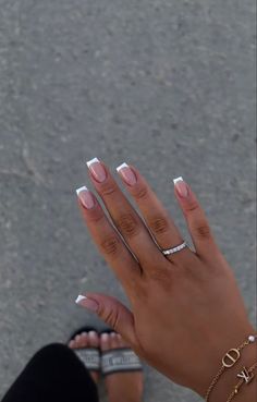 Acrylic Nail Inspo Neutral, Messy French Tip Nails, Grad Nails Square, Braid Nails Wedding, Short Nail Inspo Summer 2024 Simple, June Nails Ideas 2024 Square, Square Nail Designs French Tip, Short Square Nails French Tip, French Tip Dip Powder Nails