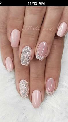 Nail Ideas Wedding Guest, Wedding Nails For Mother Of Groom, Senior Picture Nails Ideas, Bridesmaids Nails, French Manicure Nails, Valentine Nails, Glitter Gel Nails, Finger Nails, Work Nails