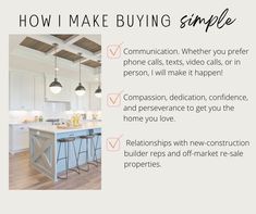 an advertisement for a new construction company with the words how i make buying simple