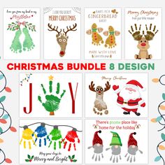 christmas bundle 8 designs for handprints, cards, and other items to make