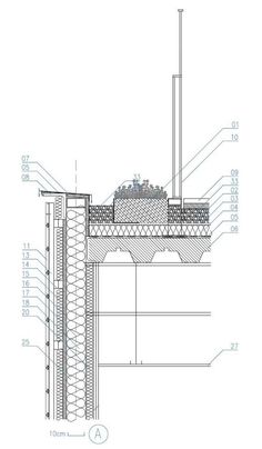 an architectural drawing shows the details of a structure that has been constructed into two sections