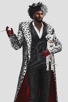 Villan Costume For Men, Cruella Deville Costume Men, Villian Costumes Men, Villain Costumes Men, Men Cosplay Ideas, Cruella Costume Ideas, Cool Halloween Costumes For Men, Male Cruella, Halloween Outfit Men