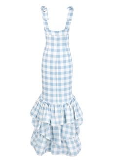 La Palma Dress in Blue Gingham | Over The Moon Gingham Dress Outfit, Urban Sprawl, Blue Gingham Dress, Derby Dress, 20th Century Fashion, Dinner Dress, Blue Gingham, Gingham Print, Gingham Dress