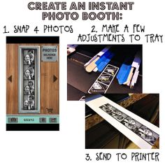 some pictures and instructions for creating an instant photo booth from scratchsticks to frames