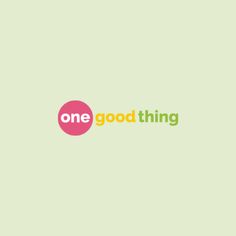 the word one good thing is written in green and pink on a light green background