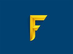 the letter f is made up of yellow letters on a dark blue background, and it appears