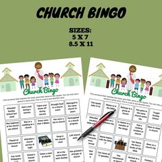 two printable church bingos for kids to play with