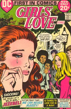 an old comic book cover with the title girls'love written in black and white