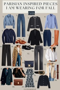 Graphic of 24 pieces of clothing Parisian Fall Capsule Wardrobe, French Street Style Fall, Fall 2024 Capsule, Netherlands Outfits, Parisian Chic Style Fall, Fall Parisian Style, European Fall Fashion, French Fall Fashion, Parisian Style Fall