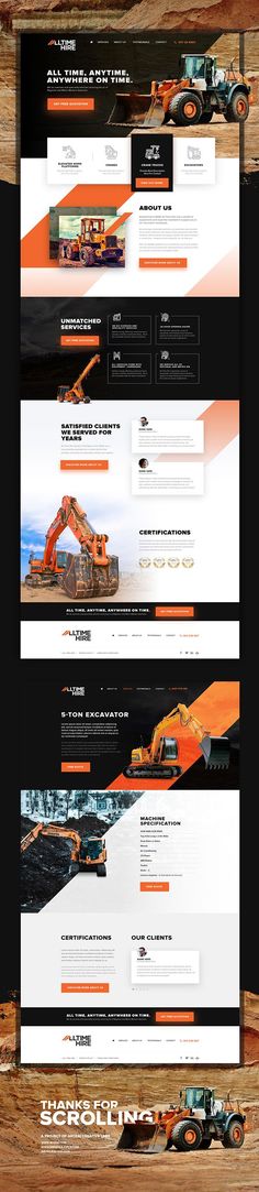 the website design is designed to look like construction equipment