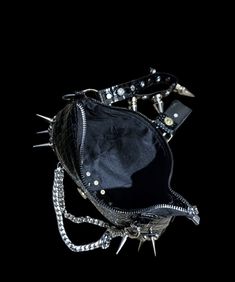 Black Punk Style Evening Bags, Black Punk Evening Bags, Punk Style Rivets Bag For Concerts, Gothic Black Shoulder Bag With Rivets, Black Gothic Shoulder Bag With Rivets, Black Rivets Shoulder Bag For Concert, Black Rivet Shoulder Bag For Concert, Edgy Shoulder Bag With Rivets For Concerts, Punk Style Rivets Crossbody Bag