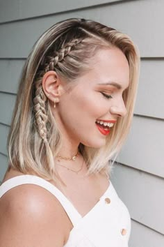 Medium Length Prom Hairstyles Down, Side Braid Hairstyles, Hairstyles Aesthetic, Heatless Hairstyles, Side Braid, Braids For Short Hair