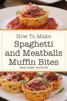 Spaghetti and Meatballs Muffin Bites Crockpot Spaghetti Recipes, Muffin Bites, Dinner Spaghetti, Muffin Pan Recipes, Spicy Spaghetti, Crockpot Spaghetti, Delicious Spaghetti, Cauliflower Pizza Crust Recipe, Garlic Spaghetti