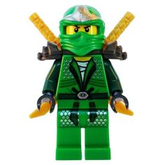 a lego figure with a green suit and helmet