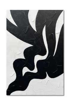 an abstract painting with black and white colors