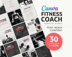 a collection of fitness brochures with the title'canva fitness coach '