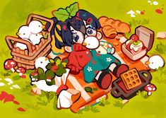 must resist the urge to - • Have a happy weekend ahead ! my sona will be having a picnic (invaded by some uninvited… | Instagram Picnic Reference, Cute Character Art, Props Illustration, Have A Happy Weekend