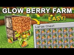 an image of a farm in minecraft with the text glow berry farm easy to use