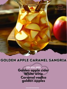 an advertisement for golden apple caramel sangria