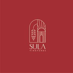 the logo for sula vineyards, which is located in an arched window and has been