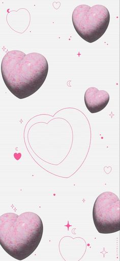 pink hearts are floating in the air