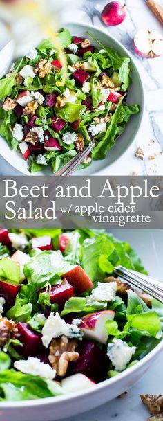 a salad with beets and apples in it