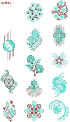 an assortment of different designs on a white background