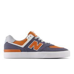 A heritage-inspired skate shoe that borrows elements from the classic 574  with a vulcanized rubber outsole for great board feel. Skate Shoe, New Balance Men, Skate Shoes, The Borrowers, New Balance, Men's Shoes, Size 7, Orange, Grey