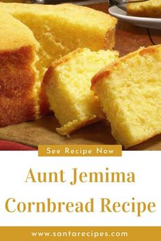 the recipe for an easy and delicious cornbread cake is shown in this image with text that reads, see recipe now