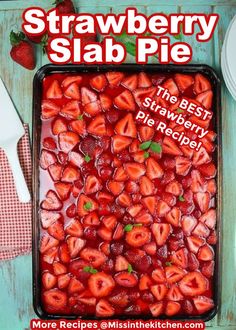 strawberry slab pie with text overlay