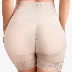 Beige With Silicone Lining Which Helps The Fabric Stay In Play And Lifts In The Right Area. Hand Wash And Hang To Dry. Lifting Shorts, White Bustier, Fashion Corset, Workout Shorts Women, Compression Wear, Hip Pads, Padded Shorts, Cami Romper, Waist Trainer Corset