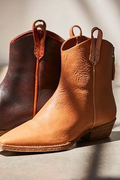 We The Free Wesley Ankle Boots | Free People Cowboy Ankle Boots Outfit, Short Western Boots, Tan Leather Boots, Scandi Chic, Leather Cowgirl Boots, Platform Chelsea Boots, Fashion Festival, Shoes Boots Ankle, Western Boot