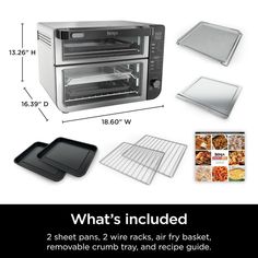 an image of what's included in a toaster oven and baking trays