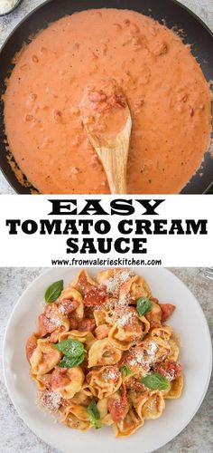 an easy tomato cream sauce in a skillet