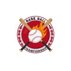 the logo for base ball championship with two baseballs on fire and bats in flames