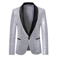 Sequined Singer Dress Gold Suit Jacket Host Nightclub DJ Studio Suit Man's Coats Golden Suit, Blazer Men Casual, Casual Blazer Men, Black Blazer Men, Sequin Suit, Button Shawl, Blazer Casual, Man Blazer, Slim Fit Blazer