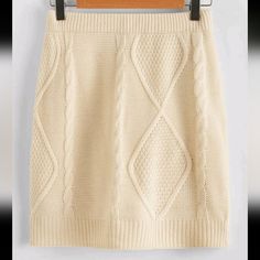 Sweater Skirt Color: Cream Size: Medium Perfect For Fall And Winter! Brand New Without Tags! Approx Measurements (Laying Flat): Waist: 13" Easily Stretches To 17"+ Length: 16.5" Max Length All Of My Items Come From A Pet Friendly, Smoke Free Home Check Out My Closet, I'm Always Open To Offers And Bundles Sweater Skirts, Shein Skirts, Beige Sweater, Shein Style, Knit Skirt, Fall And Winter, Sweater Skirt, Fashion News, Womens Skirt