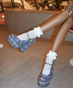 Plaid Heels, Platforms Sneakers, Aesthetic Shoes, Swag Shoes