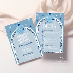 two blue and white cards with the words diets on them