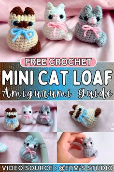 crochet mini cat loaf amigurm guide with video instructions and pictures