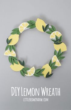 a lemon wreath made out of paper with the words diy lemon wreath