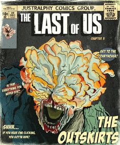 an advertisement for the last of us, with a zombie head on it's face