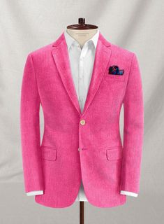 Entice a unique interest by donning our Fusica Pink Thick Corduroy Suit that brews luxurious overtones. First, admire the convenient elegance of our suit, crafted from 100% cotton fabric that features a thick yet intensely smooth, light, and supple arresting stripes texture over a pink shade that delivers your originality bling. Then, mesmerize the gathering with an impeccably tailored pink suit that ensures ultimate comfort for flaunting your distinctive personality without the hassle of showin Barbenheimer Outfit, Corduroy Suit, Pink Corduroy Jacket, Pink Corduroy, Mens Fashion Inspiration, Pink Suit, Pink Shade, Stripes Texture, Custom Suit