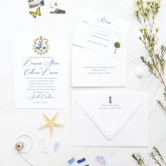 the wedding stationery is laid out and ready to be put into their guests'envelopes