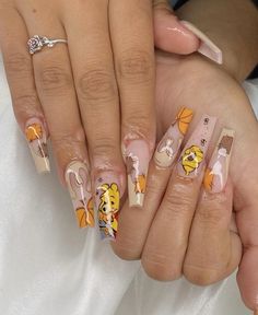 •Winnie the pooh nails inspo 🍯🐝• Wine The Pooh Nails, Winnie Nails Pooh Bear, Drawing Nails Ideas, Eeyore Nail Designs, Fall Winnie The Pooh Nails, Whinney Pooh Nails, Winnie The Pooh Valentines Day Nails, Fall Character Nails, Pooh Bear Nail Designs