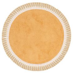 a round rug with fringes on the edges and a white border in the middle