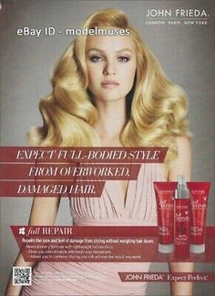 JOHN FRIEDA Hair Care 1-Pg Magazine PRINT AD 2012 CANDICE SWANEPOEL sexy blonde | eBay Shampoo Advertising, Beauty Layout, Hair Artwork, Salon Photoshoot, Haircare Advertising, Products Ads, Beauty Ads, Artwork Inspiration, John Frieda